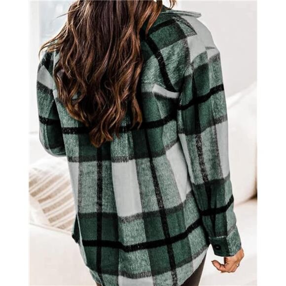 Women’s Casual Plaid Flannel Shacket – Button-Down, Long Sleeve Jaclet - Picture 3 of 7